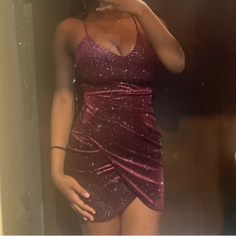 Sparkly Wine Mini Dress